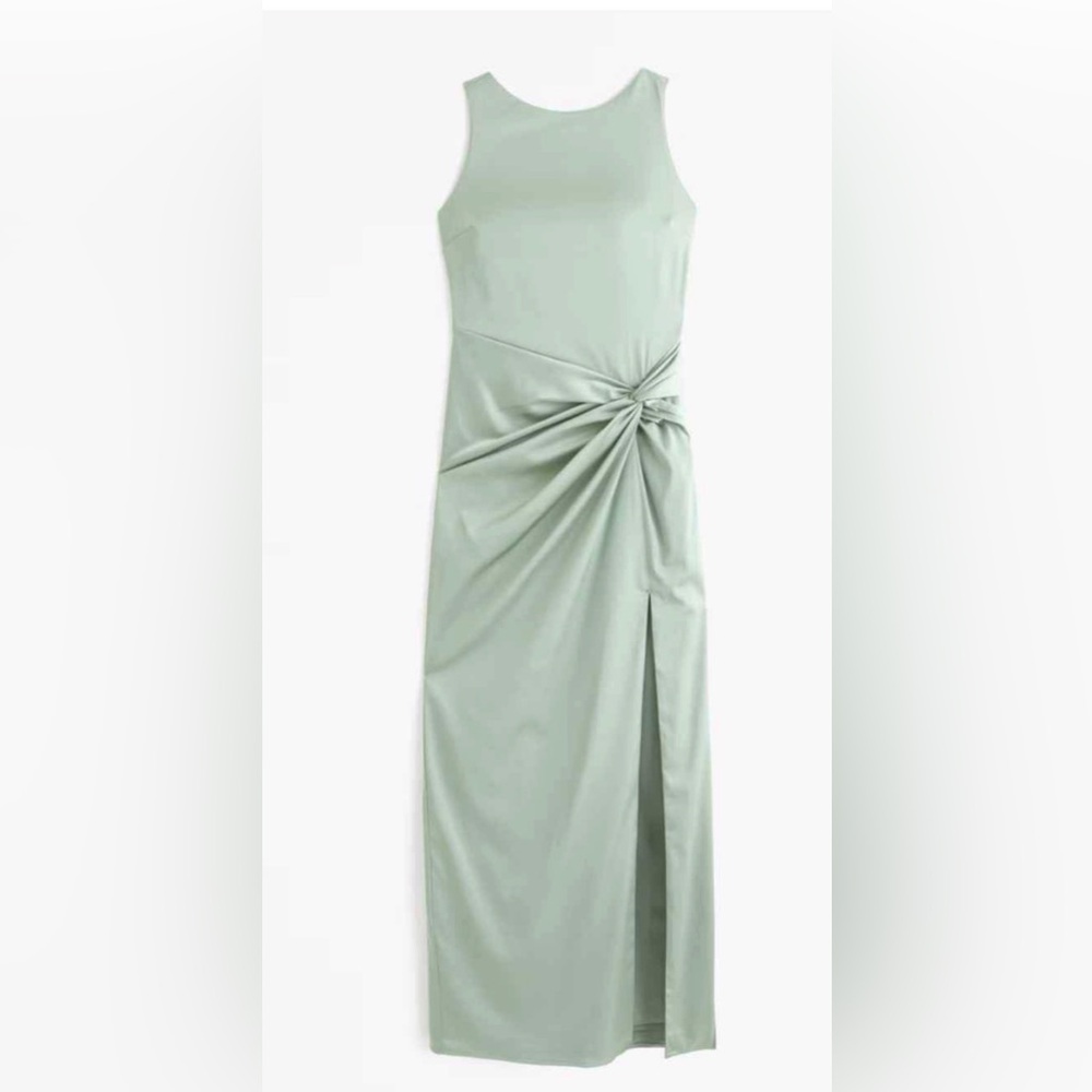 Abercrombie & Fitch Sage Green Satin Slip Dress Size M Tall
